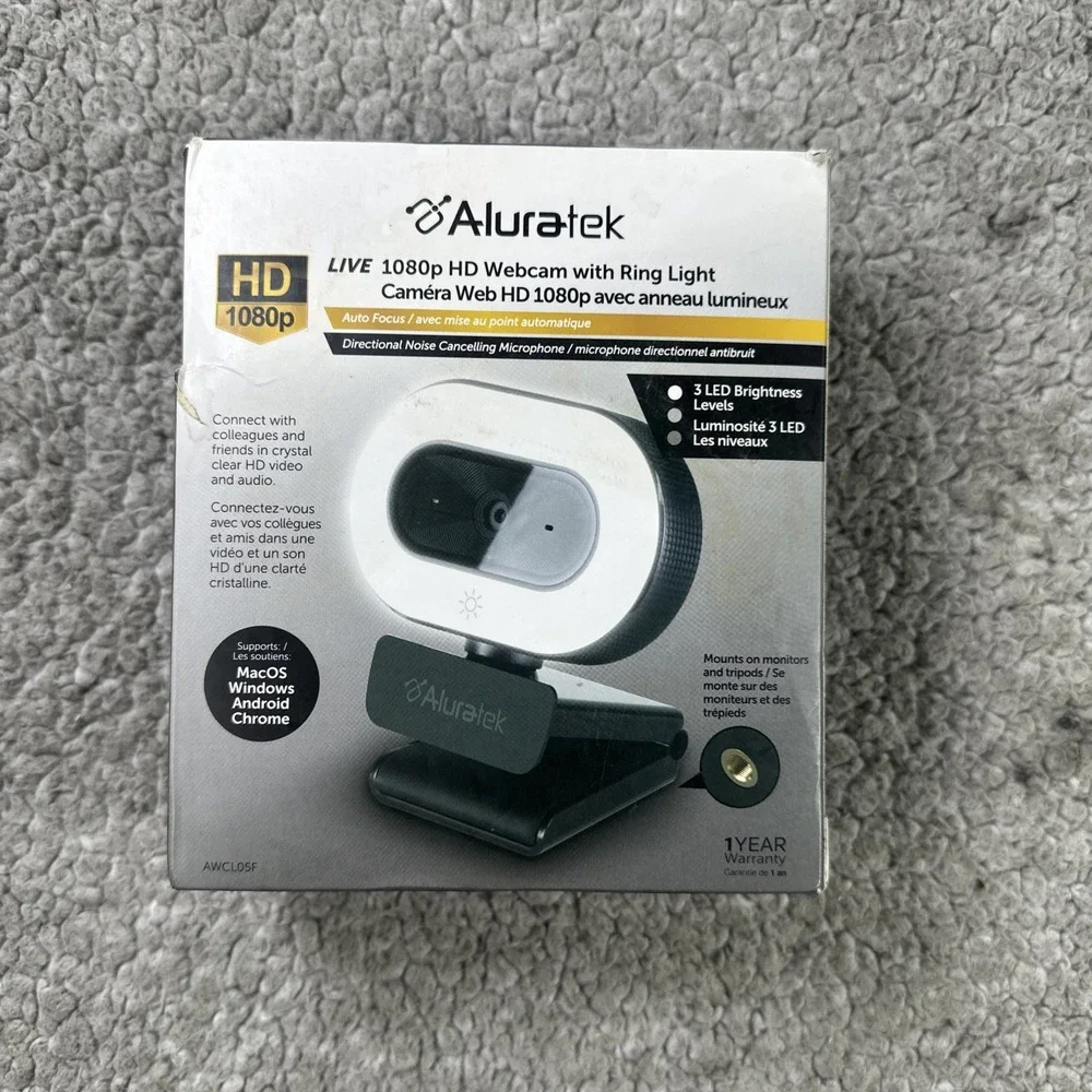 Aluratek HD Webcam 1080p with Ring Light (AWCL05F) (Open Box) - Picture 1 of 4